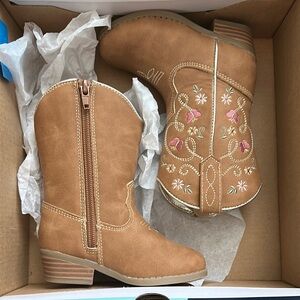 Magellan Outdoors Tan Kids Boots with Embroidered Design